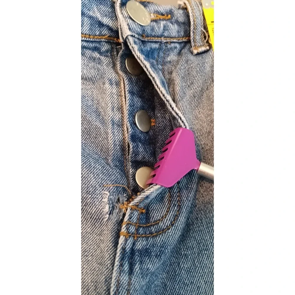 Signature 8 Distressed Button Fly High Waist Denim Shorts Blue Y2k Cheeky Size S